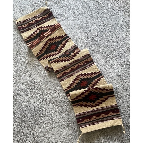 El Paso Saddle Blanket Co. Maya Modern Wool Table Runner Southwest  78.5”X15” - Picture 1 of 10